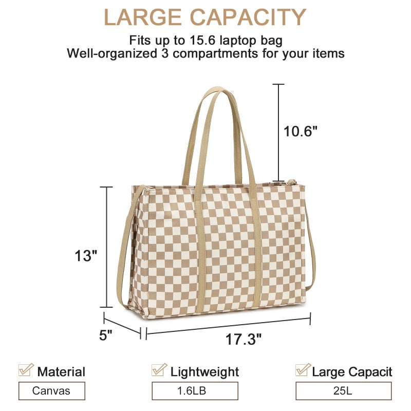 BTOOP Laptop Tote Bag for Women Work 15.6 inch Canvas Shoulder Bags Computer Messenger Purse Teacher Handbag Office Briefcase - Image 3